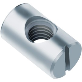 Cross Dowel Slotted Metal Barrel Nuts Barrel Nut (Pack of 10) Hex Galvanised for Furniture/Bed/Beds/Crib/Chairs/Children's Bed Symmetrical Dowels Nut Fasteners (10 mm x 20 mm)