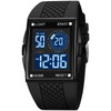 PASOY Unisex Digital Bracelet Watch Backlight Mens Women Square Alarm
