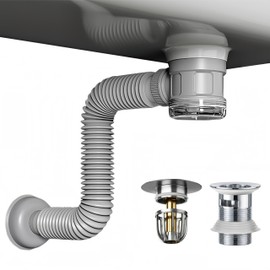 Bathroom Sink Drain Kit with Clear Bottle Trap and Flexible Water Seal Pipe