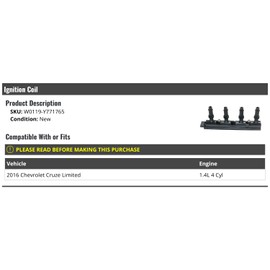Marketplace Auto Parts Ignition Coil - Compatible with 2016 Chevy Cruze Limited 1.4L 4-Cylinder