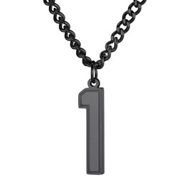 GoldChic Men's Women's Tennis Chain Black Stainless Steel 0-9 Number Necklace Punk Sports Numbers Pendant Curb Chain with 0-9 Charms Gifts for Men Women, Stainless Steel