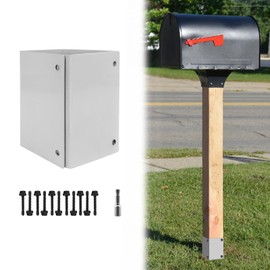 VoTwoofv Post Base Protectors,Heavy Duty Steel Adjustable (Range 3.3-6 in) Protects for 4 x 4 or 6 x 6 Lumber,Idear for Decks,Wood Fences,Porchs,Mailbox from Lawnmower & Rain Damage (1Pack,White)…