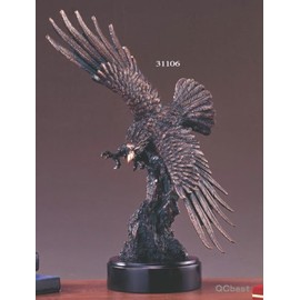 Bronze Plated Resin Sculpture Eagle Statue 13"w X 17.5"h NEW