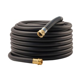 WiseFlow Garden Hose 90FT x 5/8", Heavy Duty Rubber Hose, 1000PSI Burst, 300PSI Working, Water Hose with Five Layered Braiding, Male Female Fittings (Black)