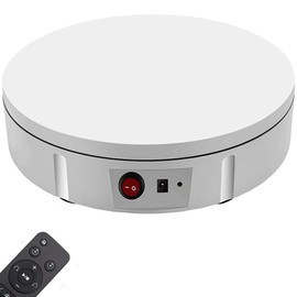 Qinmay 360 Degree Remote Control Rotating Electric Turntable Display Stand Professional Photography, Automatic Control Speed Various Rotation Methods (White, Remote control/11.8 inches/Load 220 lb)