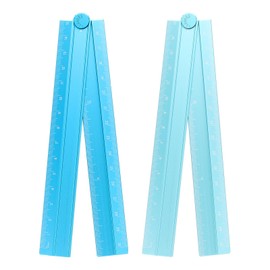sourcing map 2pcs Folding Straight Ruler 30cm Metric Aluminum Alloy Protractor Foldable Angle Ruler Geometric Measure Tool with Angle Line for Architect Artist Office, Peacock Blue/Sky Blue