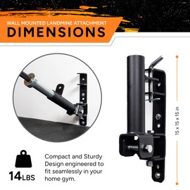 PRx Performance Wall Mounted Landmine Attachment and Barbell Storage - T-Bar Row Handle, Linebacker Squat Landmine, Full Body Strength Training, Home Gym Fitness Equipment, Olympic 2" Sleeve, Black