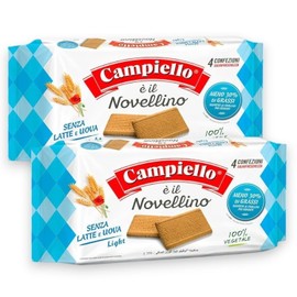 Campiello Novellino Light Vegan Biscuits for Tea Time- 100% Plant-Based Cookies with No Milk & Eggs, No Added Sugar, Fresh Milk & Acacia Honey- Enjoy Healthy Snacks with Authentic Italian Taste-2 Pack