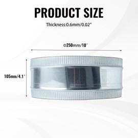 ZOWZEA 10 Inch Round Galvanized Steel Duct Connector - Metal Ventilation Pipe Coupler - Dryer Vent Hose Extension - HVAC Ducting Coupling for Straight Connection