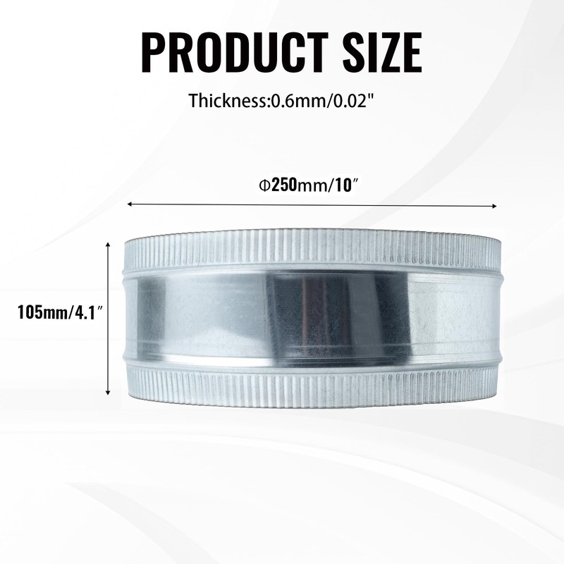 ZOWZEA 10 Inch Round Galvanized Steel Duct Connector - Metal