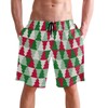 visesunny Green and Red Christmas Tree Pattern Men's Swimtrunks Quick
