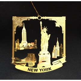 Unbranded New York Christmas Ornament Gold Plated Brass Souvenir Collectible Gift