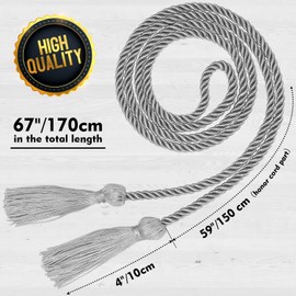 Graduation Honor Cord, Silver Cord with Tassels for Grad Days and Graduation Students (Silver)