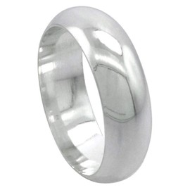 Sterling Silver 7 mm Domed Wedding Band Thumb Ring for Men Size 9.5