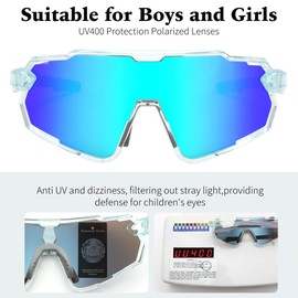 FEISEDY Teenagers Children's Sports Glasses Polarised 8-16 Years Cycling Glasses UV400 Protection Sports Sunglasses for Boys Girls B0190