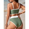 Herseas Women's Two Tone Patchwork Bikini Sets Push Up Swimsuit