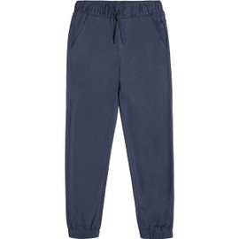 Nautica Boys' School Uniform Jogger Pants, Elastic Waistband with Drawstring Closure, Stretch Twill Fabric, Navy/Warp Knit, 14-16