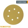 POWERTEC 45215G-50 Gold 6" Hook and Loop Sanding Disc, 6