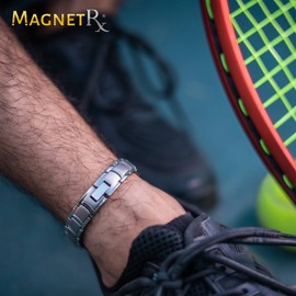 MagnetRX® Ultra Strength Magnetic Anklet for Men - Magnetic Anklets - Mens Titanium Ankle Bracelets (Silver)