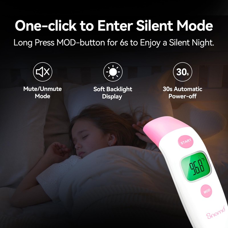 Snomd Forehead and Ear Thermometer 3 in 1 Non-Contact Backlight
