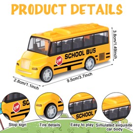 RoundFunny 12 Pcs Mini Yellow School Bus Toys for Toddlers Back to School 3.7 in Small Bus Toy for Preschool Kindergarten Kids Birthday Gift 3 4 5 Year Old and up Girls Boys