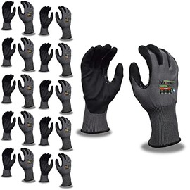 Cordova 3744MFN Cut-Resistant Gloves, Microfoam Nitrile Coating for Extra Grip, Sanitized Food Grade, HPPG, Reinforced, Touchscreen Fingers, Abrasion Puncture and Cut Resistant, Large, 10-Pack