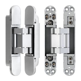 Hidden Door Hinge, 2 Pcs 6in Hidden Door Hinges, Hidden Hinges with 180 Degree Opening, Concealed Hinge 3 Way Adjustable Silent Invisible Hinges for Doors 6 x 2.5 x 1Silver