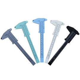 Double Scale Plastic Vernier Caliper,5 Pcs 5 Colors,6Inchs 150mm,Length Measuring Tool for Carpentry,Office,Garage,Students Experiment