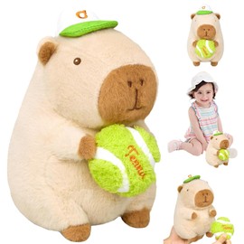 Capybara Plush Toy, Capybara Cuddly Toy with Baseball Stuffed Toy, Capybara Animal Toy, Simulation Animal Capybara Dolls, Capybara Plushie Dolls, Stuffed Toy Capybara, for Boys and Girls