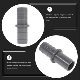 Operitacx 2 Sets Washing Machine Drain Adapter, 21mm Dishwasher Hose Adapter with 4 Hose Clamps, ABS Dishwasher Waste Connector Compatible with Dishwasher and Washing Machine