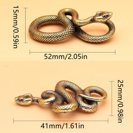 Mezfrguo 2 Pcs Brass Snake Figurine Décor Vintage Style Snake Pendant Keychain Gift Miniature Snake Statue Home Décor for Desktop Office