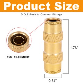 FullMayPro 3/8'' Dot Push-To-Connect Fittings,Air Brake Line Fittings，Dot Tube OD Pneumatic Fittings,Air Fittings Straight Union for Trucks Trailers,Air systems and More (2PCS)