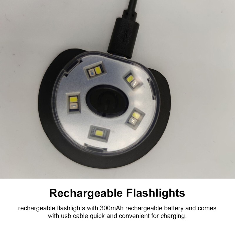 Clip On Flashlight Rechargeable 5 LEDs Hands Free 50 Lumens