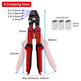 Crimping Pliers for Fishing Line Hand Pliers for Fishing 0.1mm-2.2mm Swager Crimping Pliers for Fishing with 100 Pieces Ring Sleeves Kit for Crimping with Double Tube Aluminium