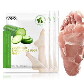 VGO 3 Pack Foot Peeling Mask, Natural Exfoliating Foot Mask, Dead Skin Callus Remover Repair Heels, Smooth Touch Feet, Hydrating Foot Care for Dry Cracked Feet