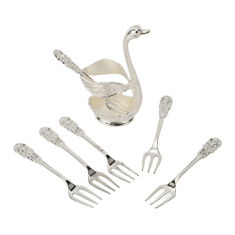 Swan Base Holder Forks Set Aluminum Silver Fashion Rustproof Decorative