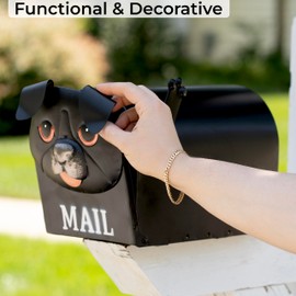 Made Easy Kit Metal Mailbox Animal Design - Fast Straight Forward Post Mounting Bracket Install - Durable All Weather Rust Resistant - Letters, Mail, Small Packages (Standard, Dog Black)