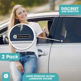 Small 2 Pack GPS Tracking System Sticker | GPS Active Sign for Cars | Car Window Sticker Sign | Glossy 5x1 Inches Waterproof Sticker | Tracking System in Use | Anti Theft Security Sticker (Small)