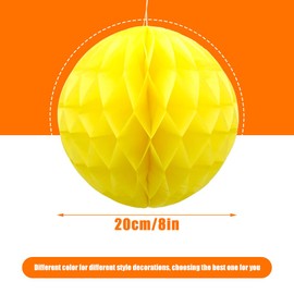 Ruidee Pack of 8 Paper Honeycomb Balls 20 cm Honeycomb Balls Pompoms Made of Tissue Paper Honeycomb Paper Balls Hanging Decoration for Party Wedding Birthday (8 inches / Yellow)
