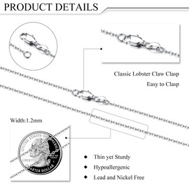 YADOCA 3Pcs Stainless Steel Necklace Chain for Women Men 1mm 1.2mm Snake Chain Box Chain Cable Chain Necklace Thin & Sturdy Long Lobster Clasp Silver Tone Chain 16-30 Inch