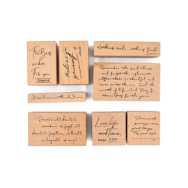 MissOrange Wooden Rubber Stamp Set English Creative Stamp Set for Craft Card Scrapbooking Notebook, Set of 8 M-12