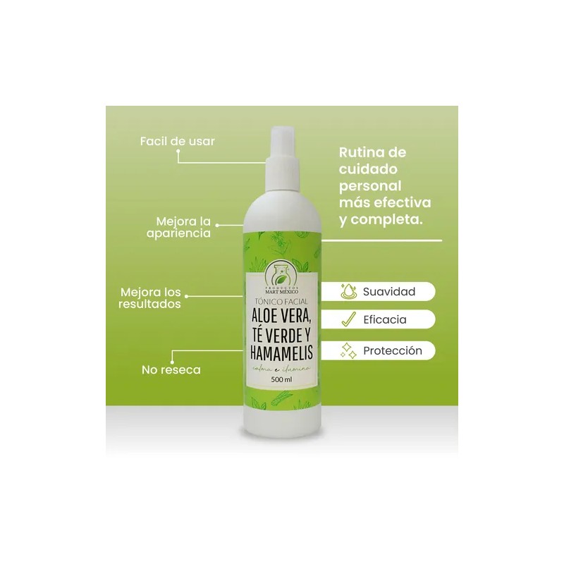 Tónico Facial De Aloe Vera,té Verde & Hamamelis (500ml)6pack