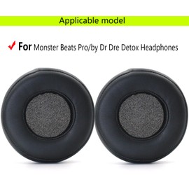 Replacement Ear Pads Compatible with Monster Beats Pro/by Dr Dre Detox Headphones Deluxe Upgrade Earphone Pads Headphone Cover Repair Accessories Ear Pads -Black