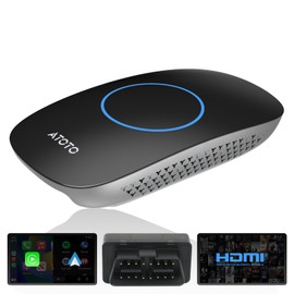 ATOTOMOVE CarPlay&Android AI Box with OBD2 Scanner, Wireless CarPlay Android Auto Adapter, Plug & Play CarWave Car Smart Box with AI DriveChat, Dual WiFi, OTA, 4G+32G, HDMI, Android 12, CB4DT