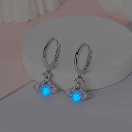 Hapour Earrings for Women Dangle Drop Hoop 925 Sterling Silver Colorful Cubic Zirconia Hoops Hanging CZ Jewelry Trendy Lightweight Ornament Dainty Earring Simple Hypoallergenic Minimalist