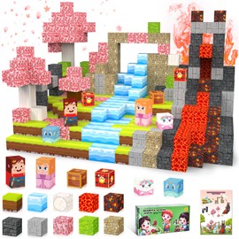 IEEILULU Magnetic Building Blocks 100 Pieces - Build Mine Magnets World Set, Magnetic Building Blocks Blocks Theme Forest, Magnet World Tiles Toy for Children from 3 Years (Princess and Knight)
