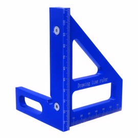 GSDOXLE 3D Multi-Angle Measuring Ruler,Miter Triangle Ruler Precision Layout Measuring Tool,45/90 Degree Aluminum Alloy Woodworking Square Protractor,Drawing Line for Woodworking (Blue)