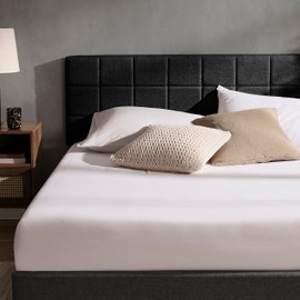 Hearth & Harbor Twin Headboard Only, Square Tufted Linen Headboards, Upholstered Bed Headboard, Wall Mounted, Adjustable Height 34”-42”, Modern Headboard Twin Size, Black