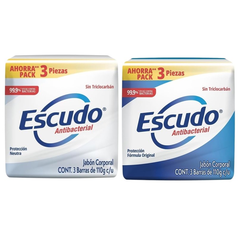 Escudo Antibacterial, Jabón Corporal en Barra de Protección Neutra, Paquete