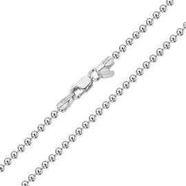 Amberta Cadena de Bolas en Plata Esterlina 925 para Mujer 2 mm: 45 cm